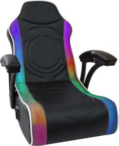 X Rocker Emerald Floor Rocker Gaming Chair 2.0 Wired Audio System Headrest-Mounted Speakers RGB LED Design Foldable Sleek Rocking Reclines Design